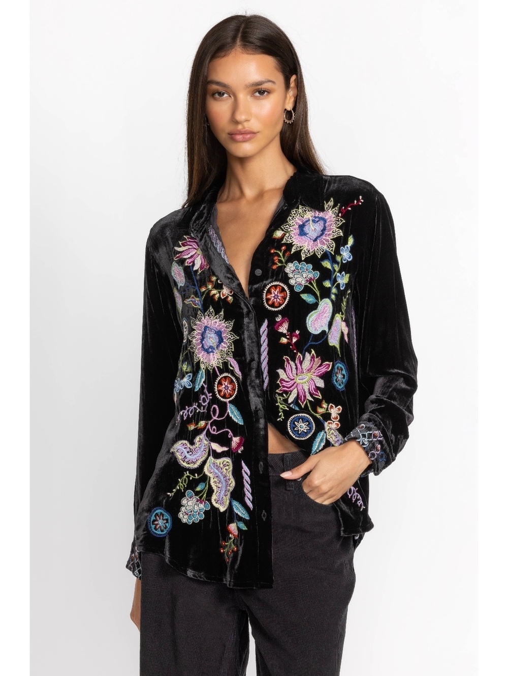 Johnny Was PACIFICA VELVET OVERSIZED SHIRT